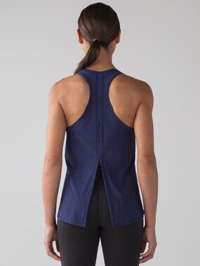 Lululemon Blueberry Blue Two With One Singlet  Tank Top Sz 4
